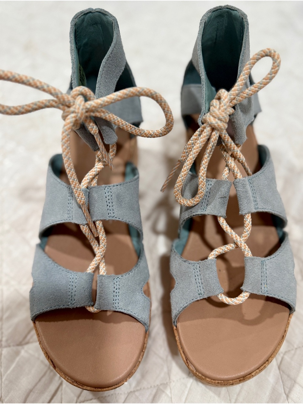 Women's Sorel Light Blue Suede Lace-Up Sandals